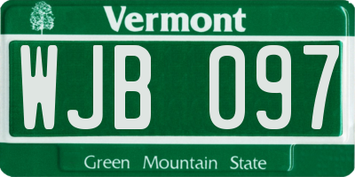 VT license plate WJB097