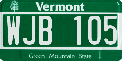 VT license plate WJB105