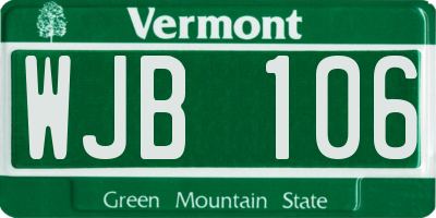 VT license plate WJB106