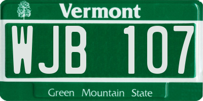 VT license plate WJB107