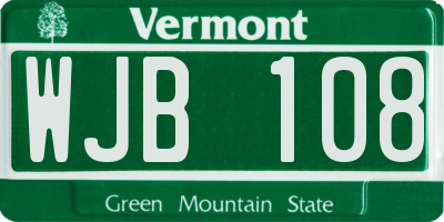 VT license plate WJB108