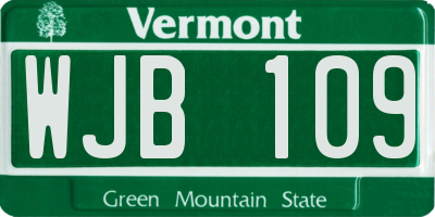 VT license plate WJB109