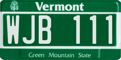 VT license plate WJB111