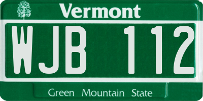 VT license plate WJB112