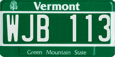 VT license plate WJB113