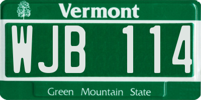 VT license plate WJB114