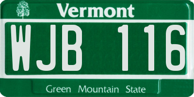 VT license plate WJB116