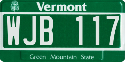 VT license plate WJB117