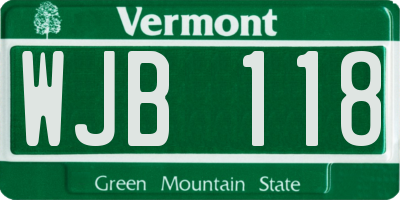 VT license plate WJB118