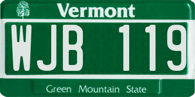VT license plate WJB119