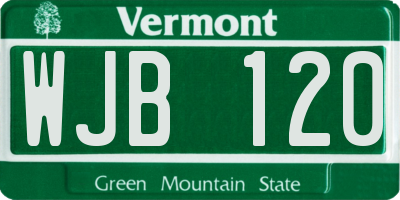 VT license plate WJB120