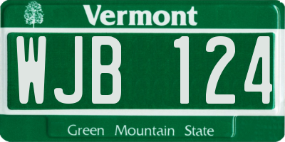 VT license plate WJB124