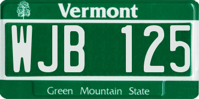 VT license plate WJB125