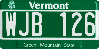 VT license plate WJB126