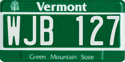 VT license plate WJB127
