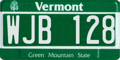 VT license plate WJB128