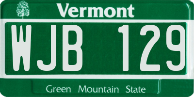 VT license plate WJB129