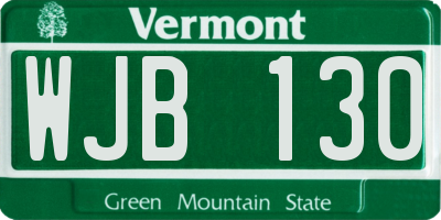VT license plate WJB130