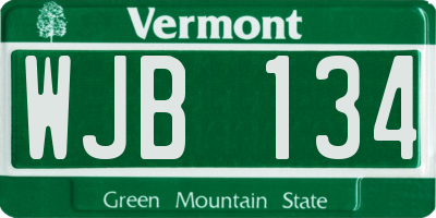 VT license plate WJB134