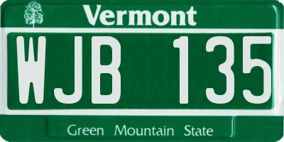 VT license plate WJB135