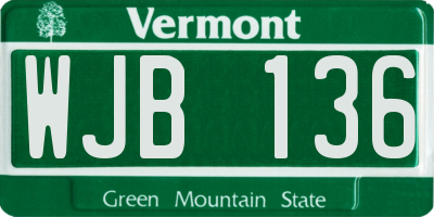 VT license plate WJB136