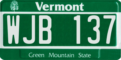 VT license plate WJB137