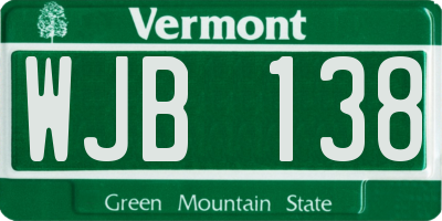 VT license plate WJB138