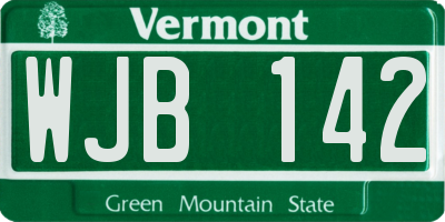 VT license plate WJB142