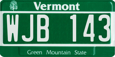 VT license plate WJB143