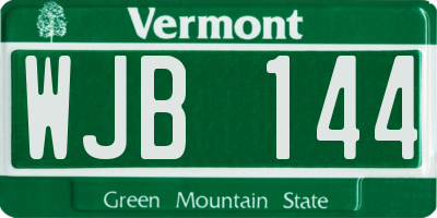 VT license plate WJB144