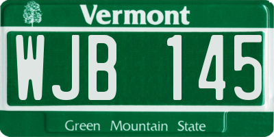 VT license plate WJB145
