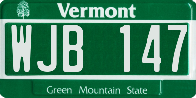 VT license plate WJB147