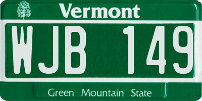 VT license plate WJB149