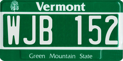 VT license plate WJB152