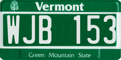 VT license plate WJB153