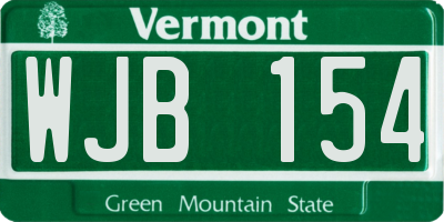 VT license plate WJB154