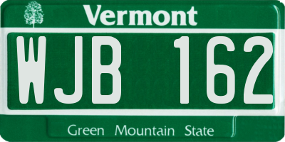 VT license plate WJB162