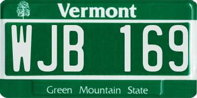 VT license plate WJB169