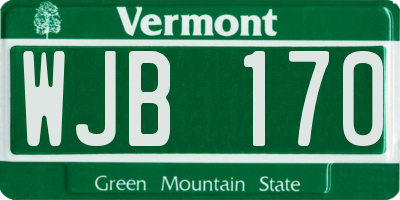 VT license plate WJB170