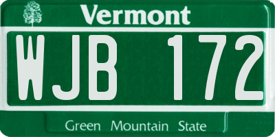 VT license plate WJB172