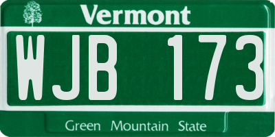 VT license plate WJB173