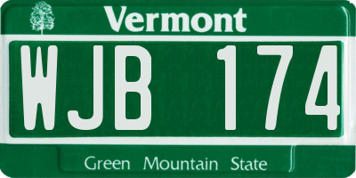VT license plate WJB174