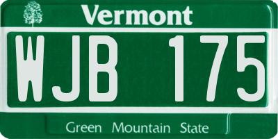 VT license plate WJB175