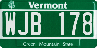 VT license plate WJB178