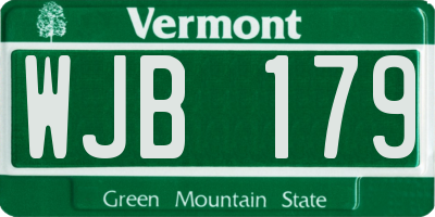 VT license plate WJB179