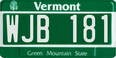 VT license plate WJB181