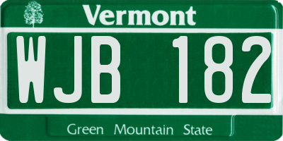 VT license plate WJB182