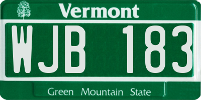 VT license plate WJB183
