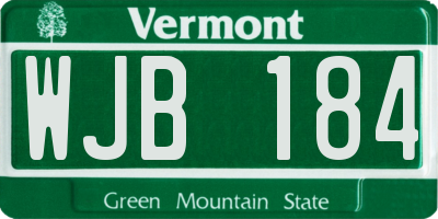VT license plate WJB184