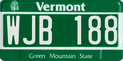 VT license plate WJB188
